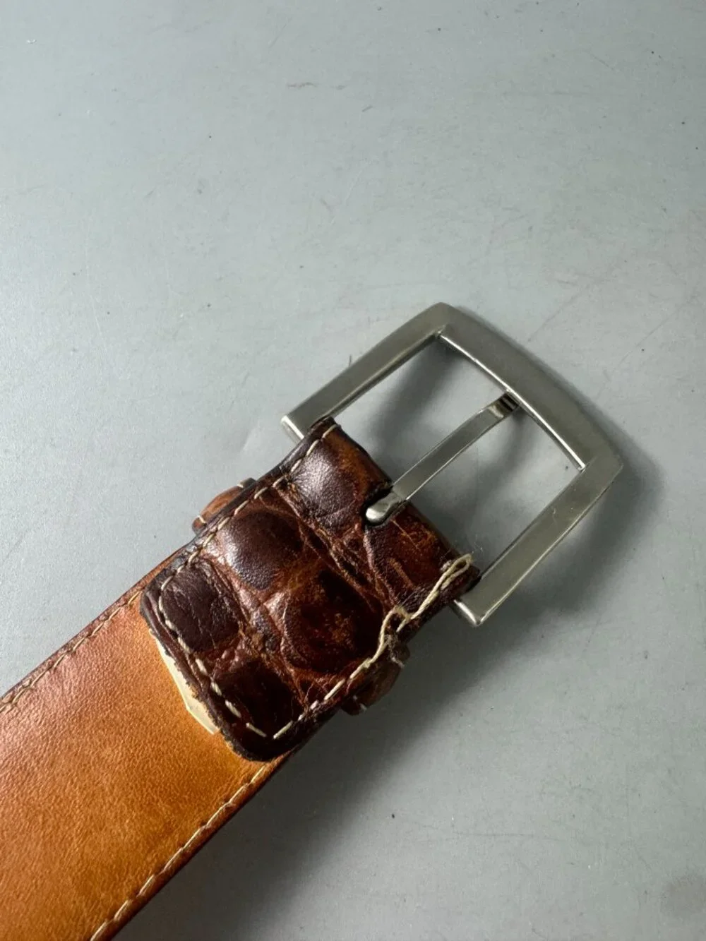 Authenitc Martin Dingman Crocodile Grain Italian Calfskin Men's Belt, Size 95/38